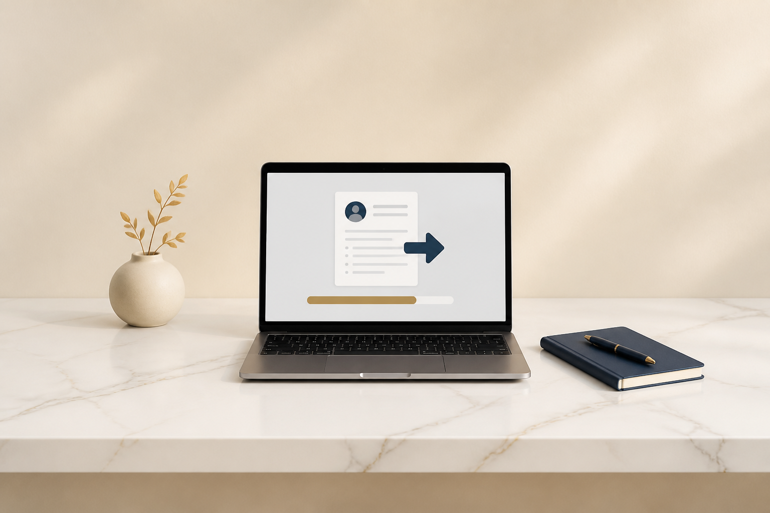 Business workspace showing a clear return and continue state