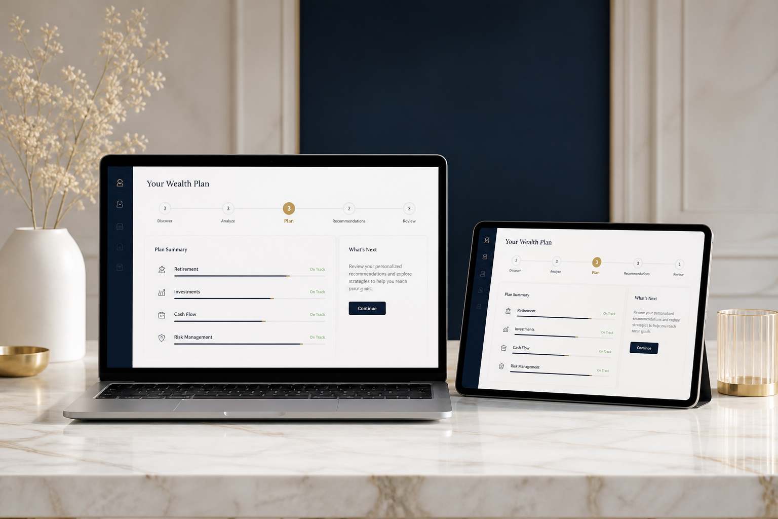 Wealth customer workspace ready to resume across devices