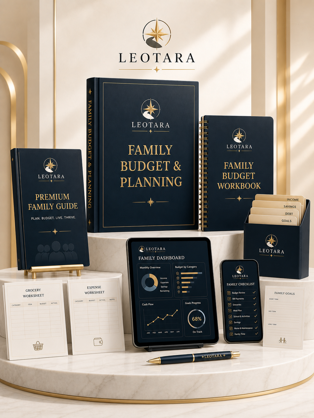 Family Budget & Planning visual concept preview on white marble