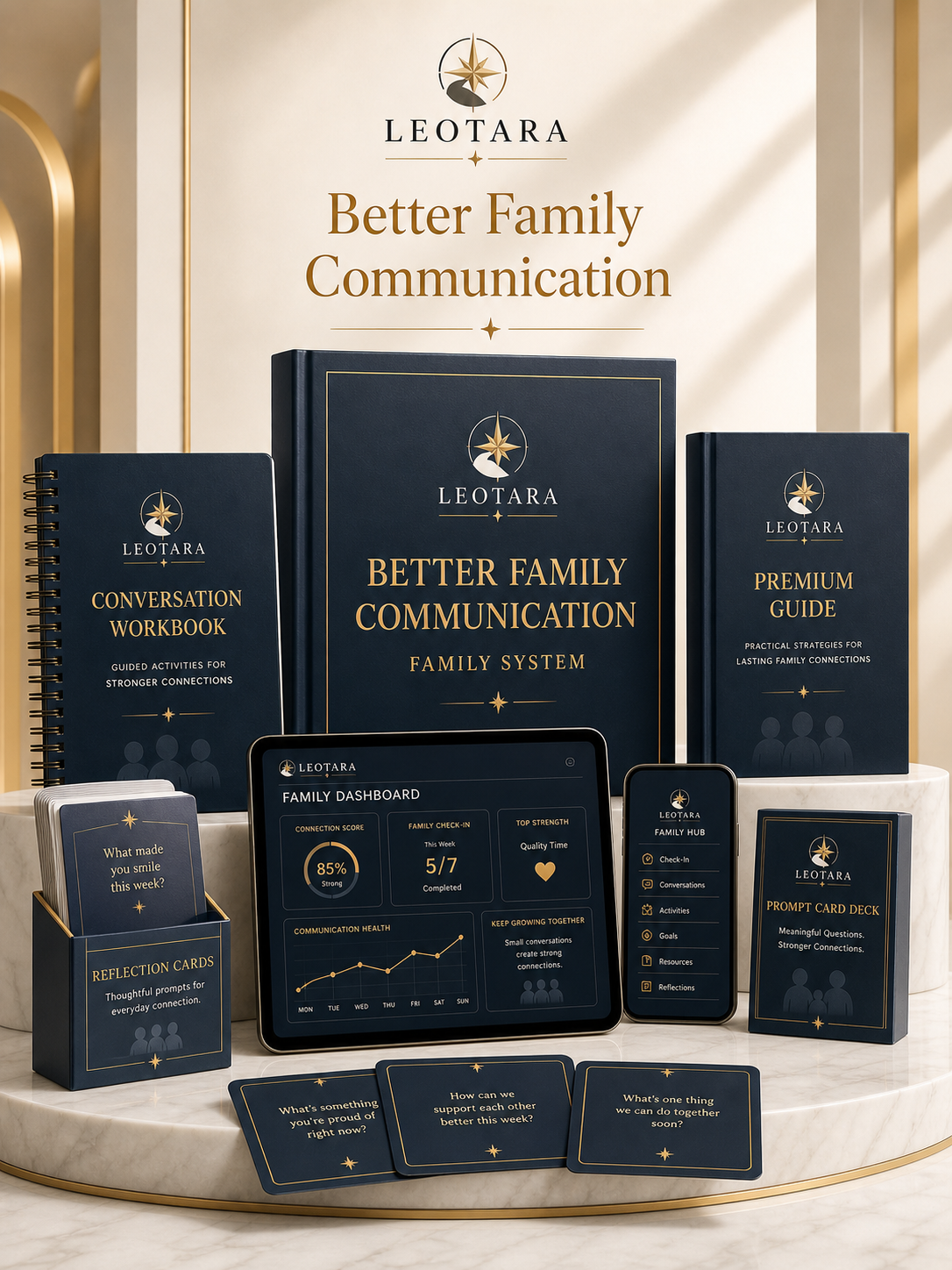 Better Family Communication visual concept preview on white marble