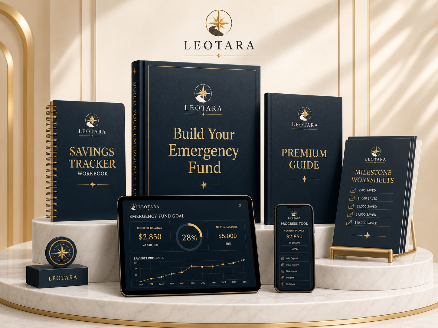Build Your Emergency Fund visual concept preview on white marble